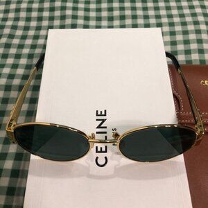 Celine Triomphe Gold Metal Oval Sunglasses